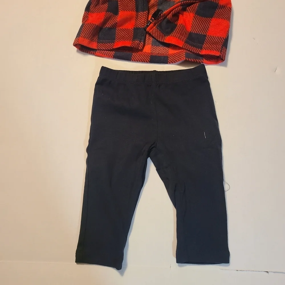 Carter's Red/Black Plaid Baby Vest with Black Leggings NWOT 6 Months